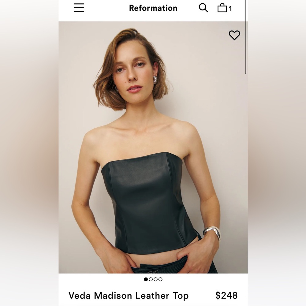 Reformation Strapless Veda Madison Leather Top